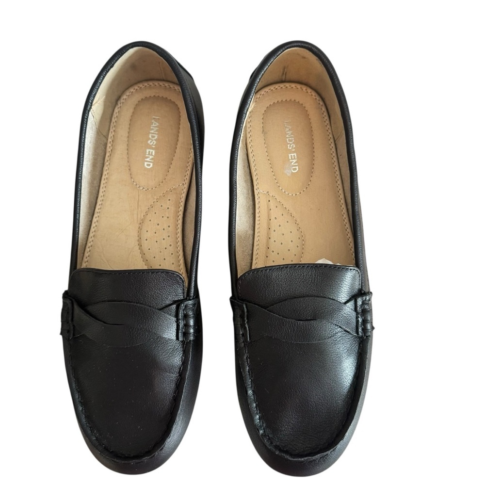Lands’ End Women’s Comfort Slip On Black Leather Loafers Size 9 - Picture 5 of 8
